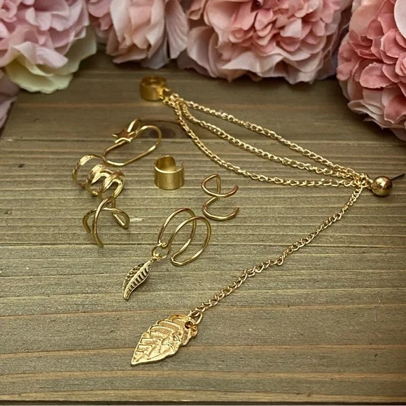 7 Pcs Ear Cuff Set Dangle Feather Star Earring - Picture 9 of 16